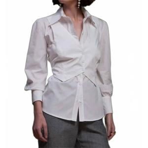 NEW STRASS modern button up shirt in white